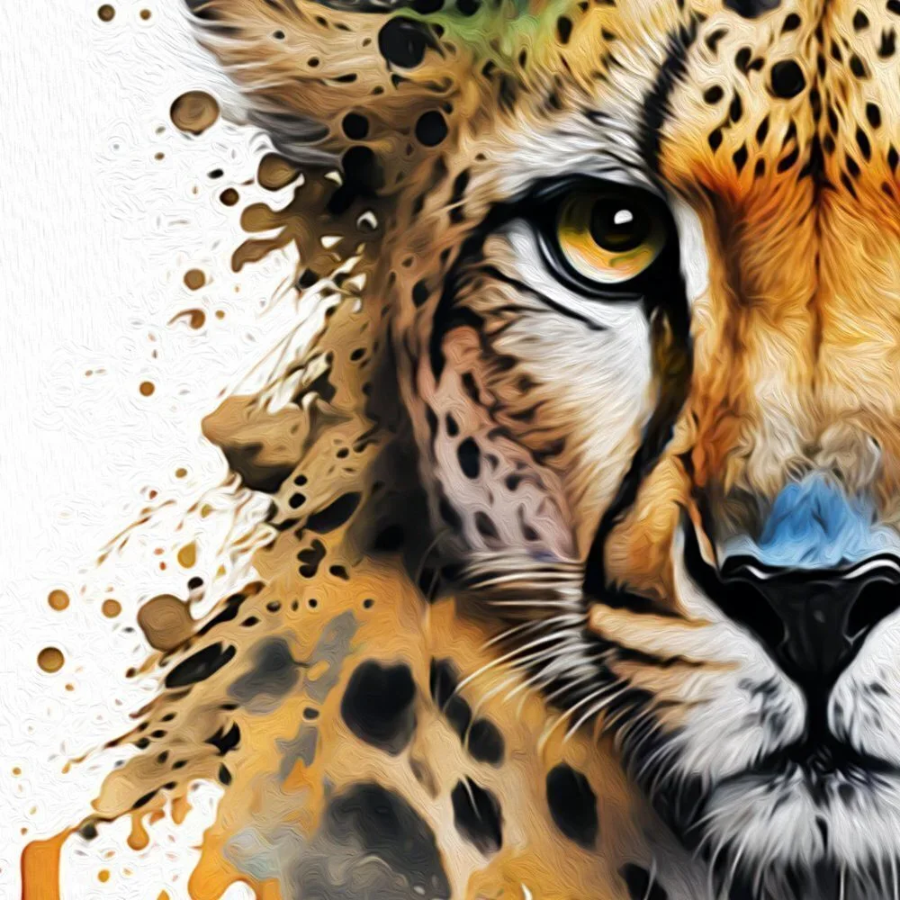 8x8 Cheetah Watercolor Oil Painting Wall Art‎ Print - Picture 4 of 6